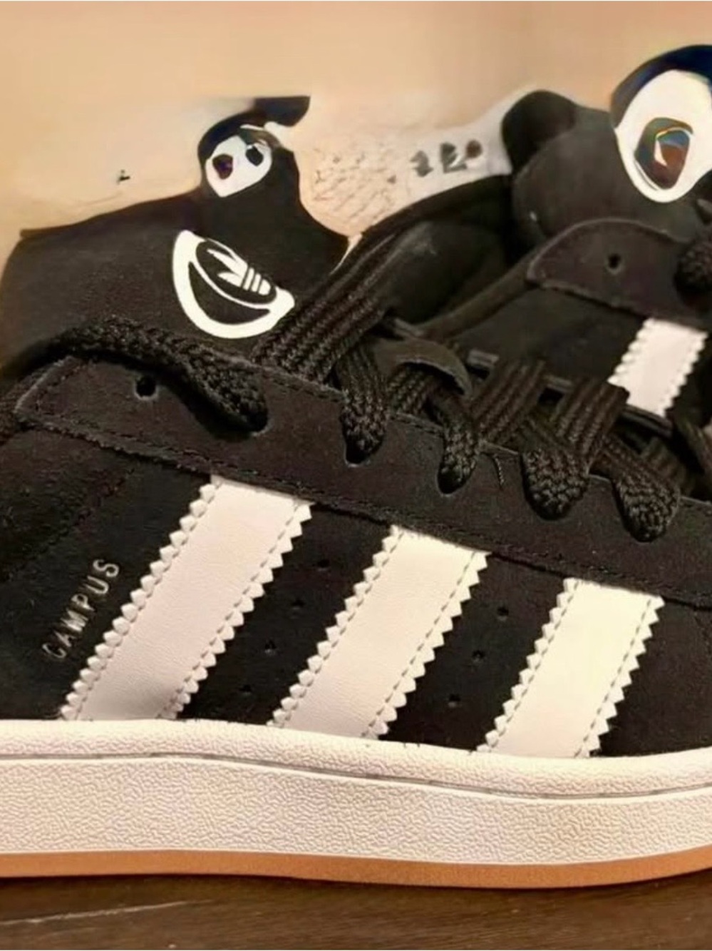 Adidas Black and White Campus Style Sneakers